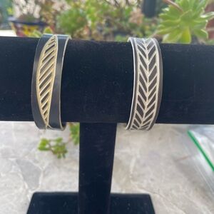 Set of Two Leaf Pattern Bangle Bracelets - The Base Project, Nambia, Africa